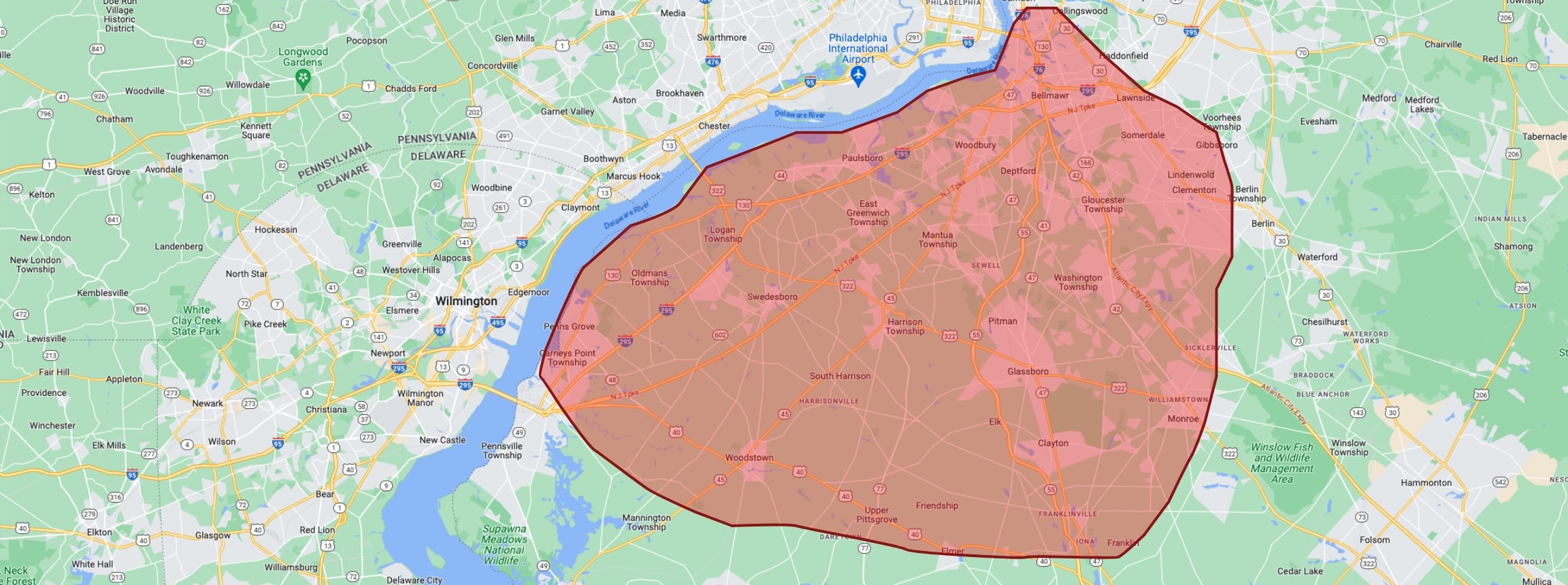 Service area map.